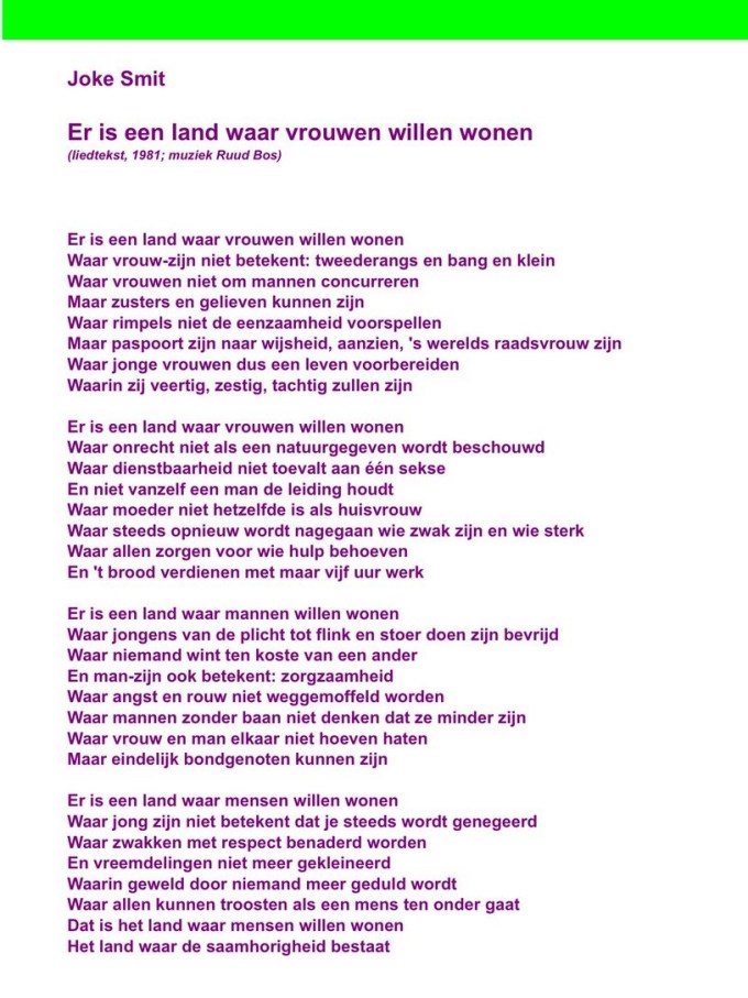 Lied Er is een land waar vrouwen willen wonen